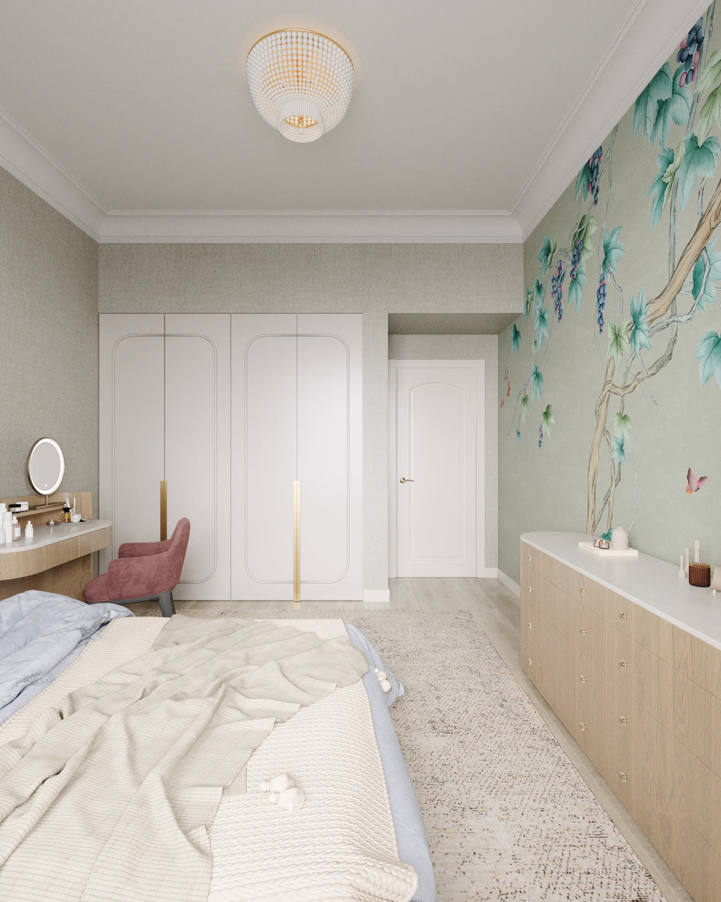 2BR Palm Jumeirah, dining area with a lit display cabinet and an arched doorway, Palm Jumeirah, Dubai, UAE