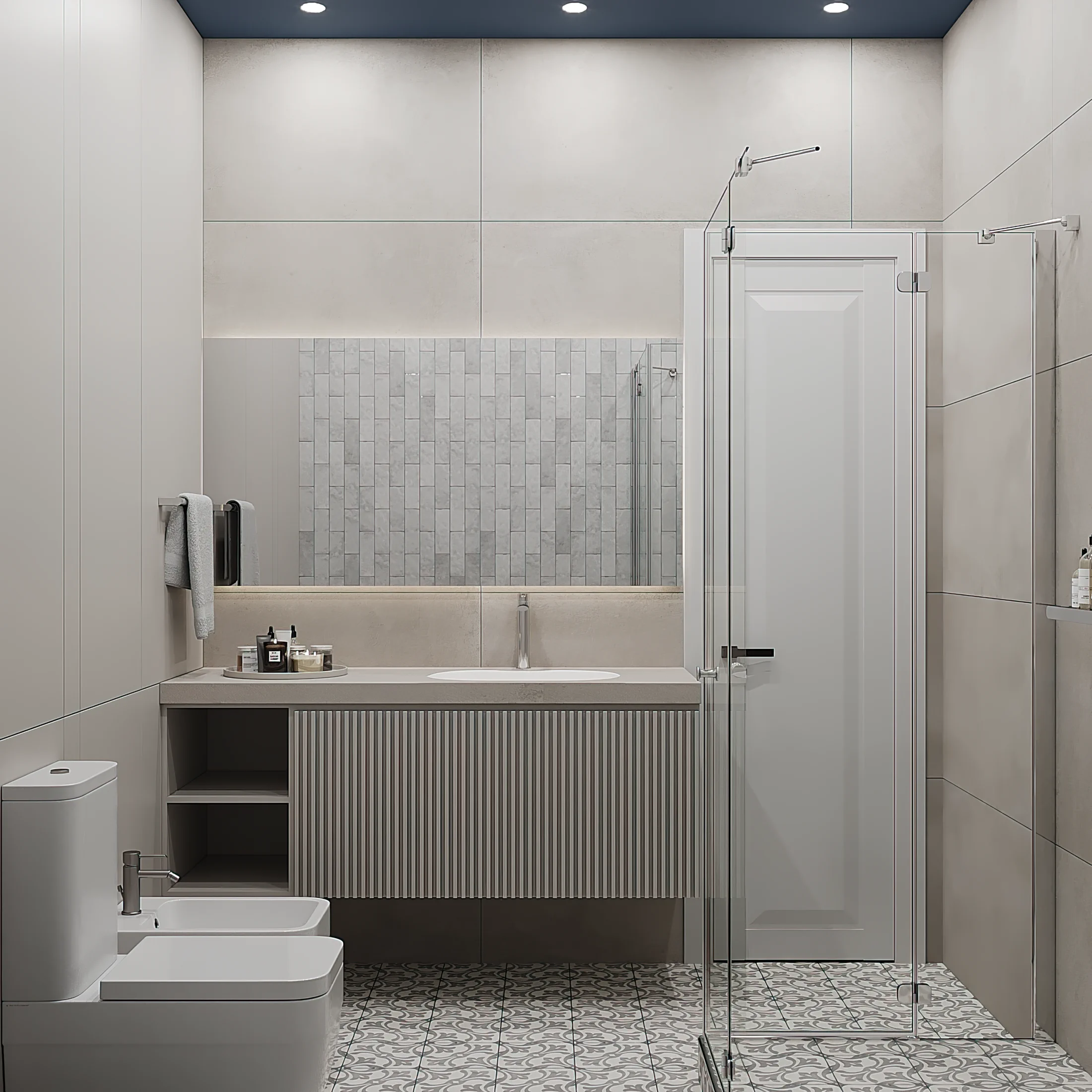 Heart of the Capital apartment, bathroom vanity with mirror and marble textures, ЖК «Сердце столицы», Москва, Россия