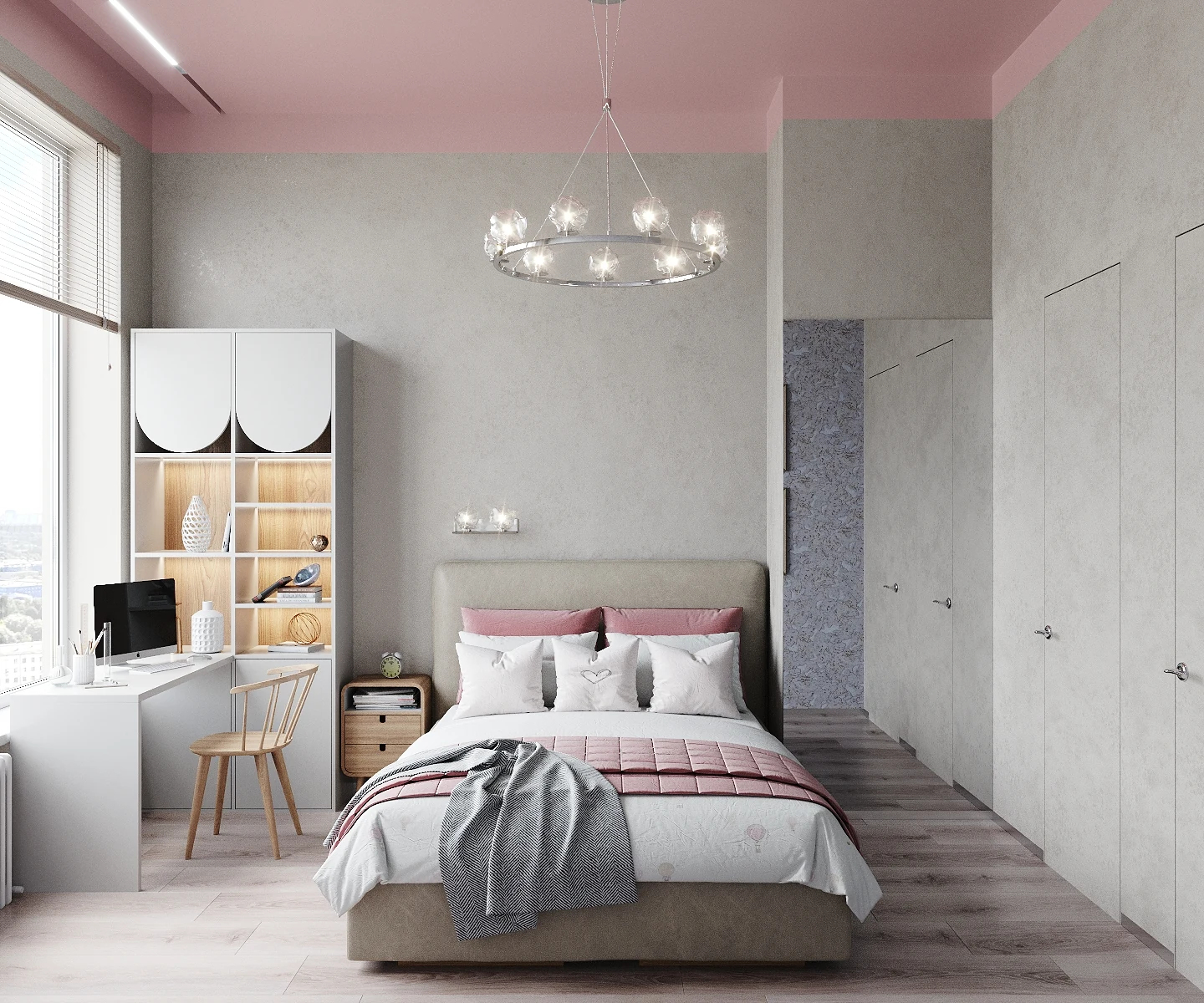 Life Botanical Garden apartment, second bedroom in pink tones overview, مجمع Life Botanical Garden، موسكو، روسيا