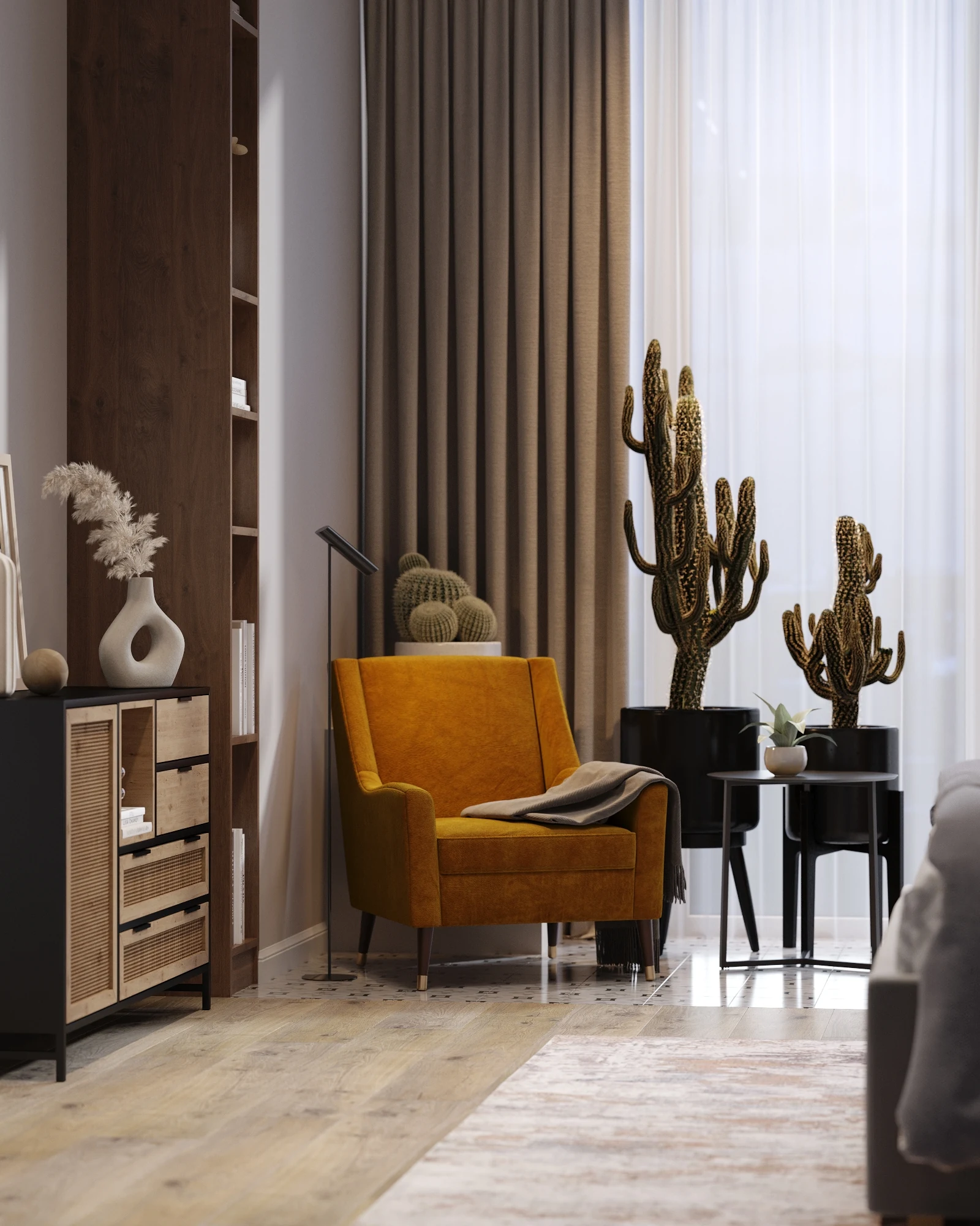 Symbol Bali apartment, bedroom wardrobe wall with integrated storage system, Symbol Residential Complex, Moscow, Russia