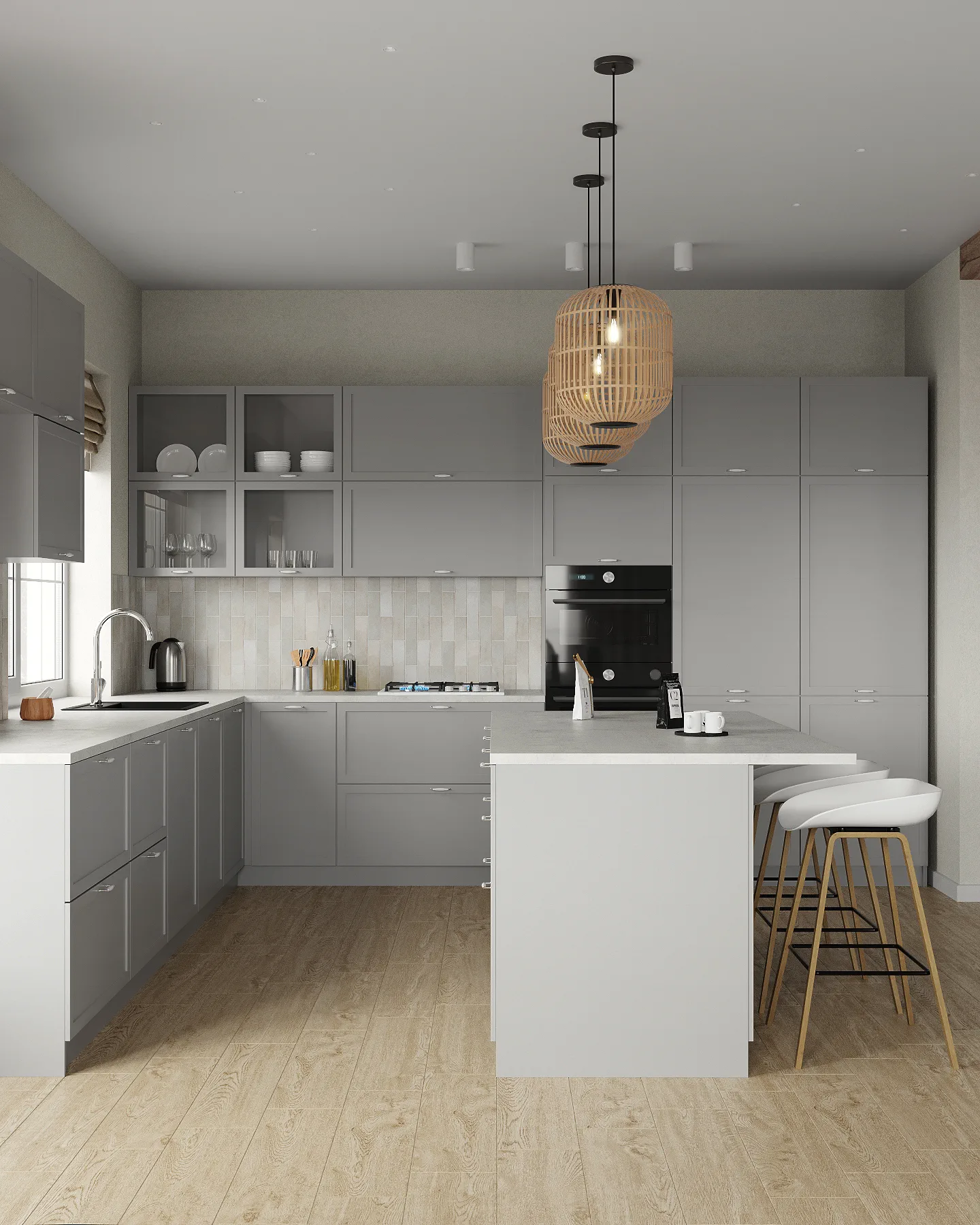 Wheat Ears country house, living room with view to kitchen and piano, منطقة موسكو، روسيا