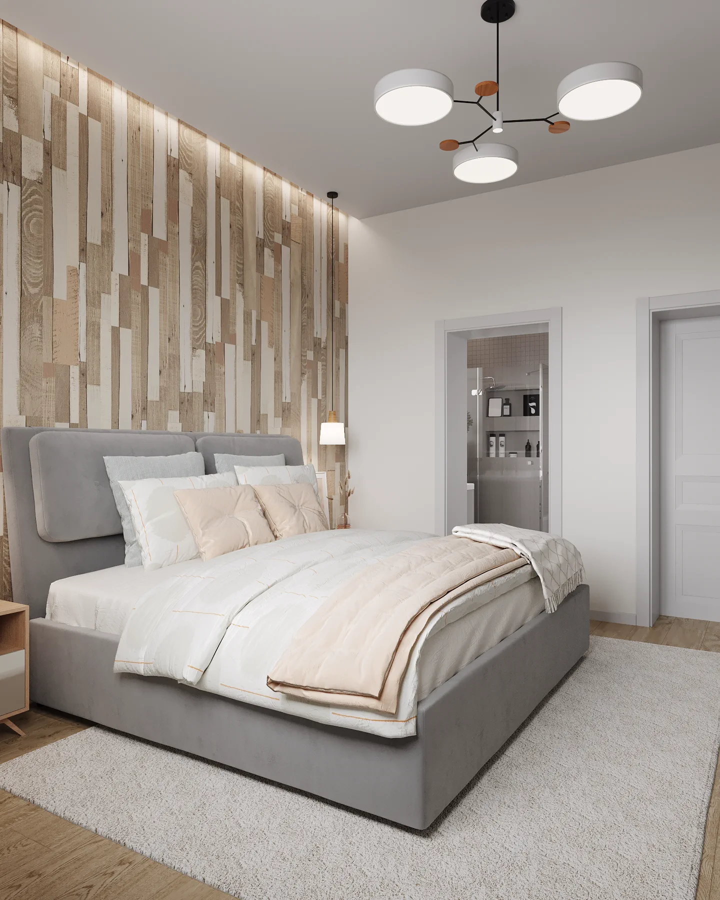 Wheat Ears country house, master bedroom with view to en-suite bathroom, منطقة موسكو، روسيا